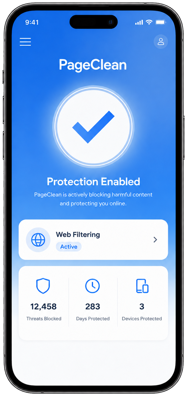 PageClean protection enabled app screen on iPhone